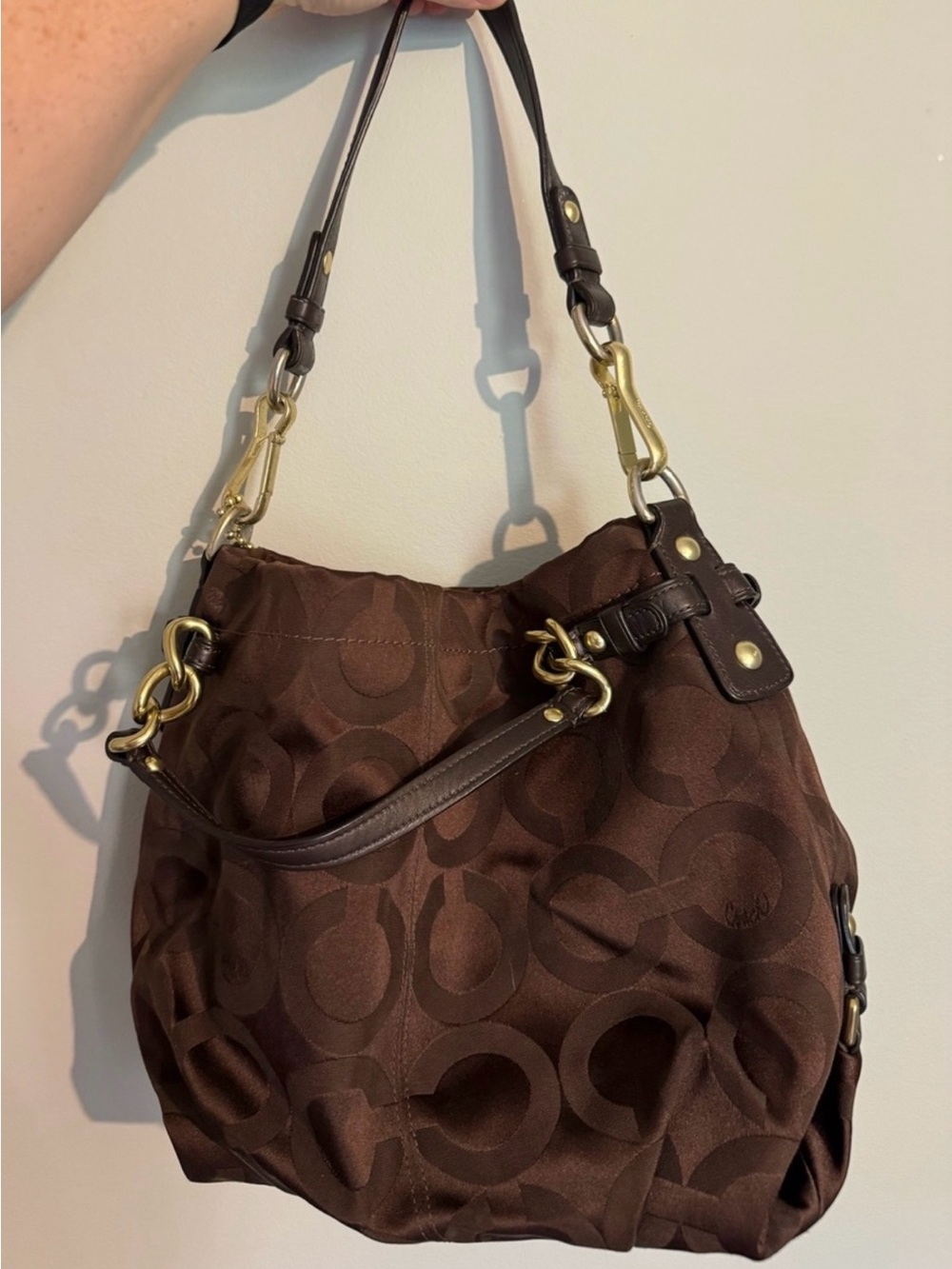 Coach Chocolate Brown / Brass Signature Brooke Hobo Bag